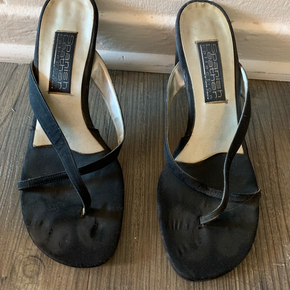 Black strappy heeled sandals